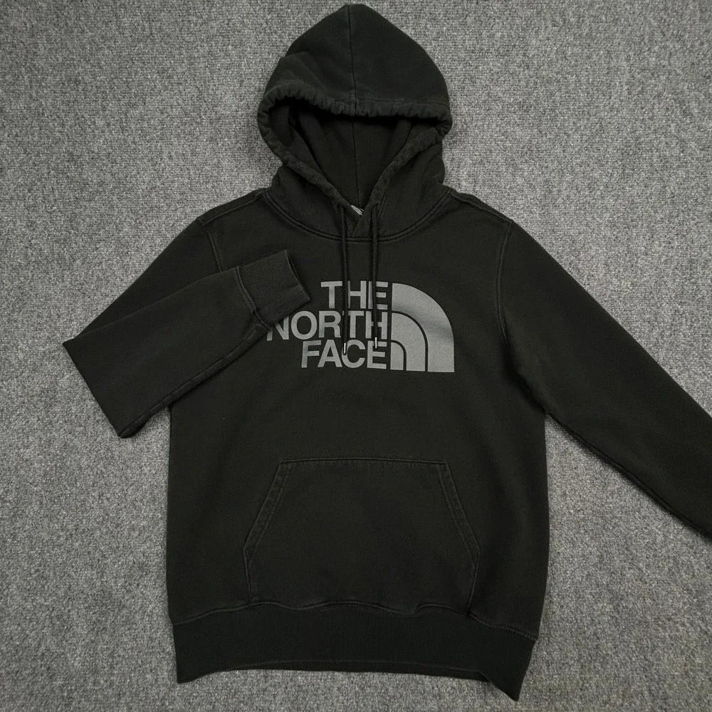 The North Face Hoodie Mens M Black Logo Pullover Fleece Outdoor Half Dome
